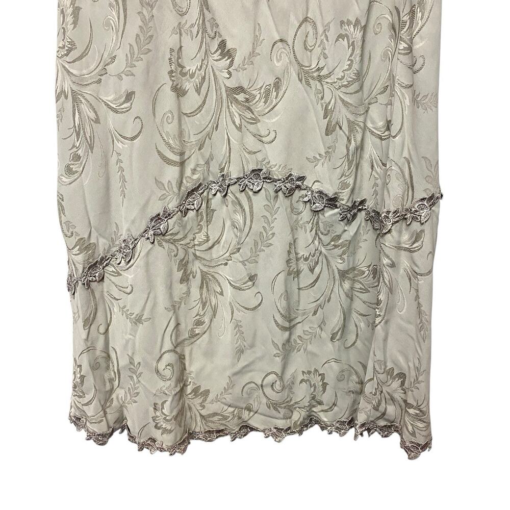 Vintage Y2K Large‎ Long Skirt Gray Embroidered Classic 90 Normcore Maxi Academia - Picture 2 of 8